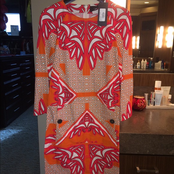 Derek Lam Women's Kaleidoscope Print Dress, Coral - Picture 1 of 4