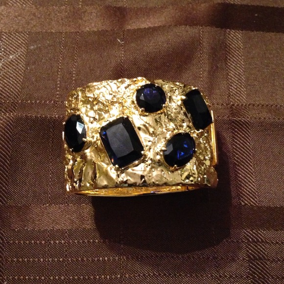 Michael Kors Gold black jewel bangle cuff bracelet