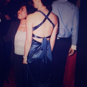 Navy blue, long dress. With gorgeous cross back.