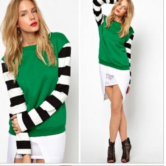 #190 Green Striped Sweatshirt