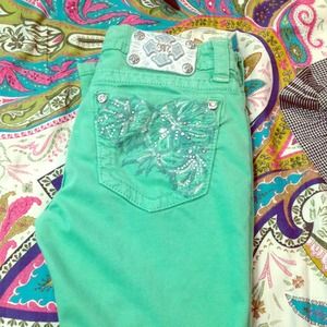 Gorgeous mint green MissMe jeans