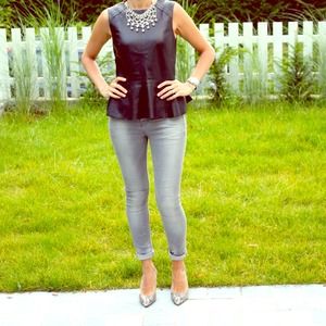 Leather peplum shirt 💗