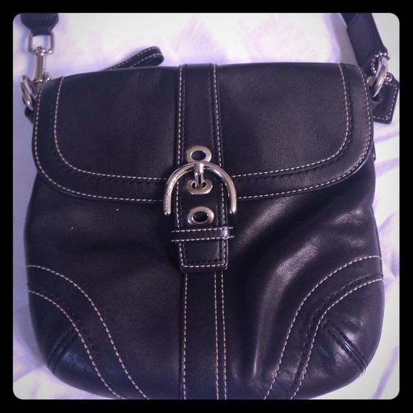 Coach black leather cross body
