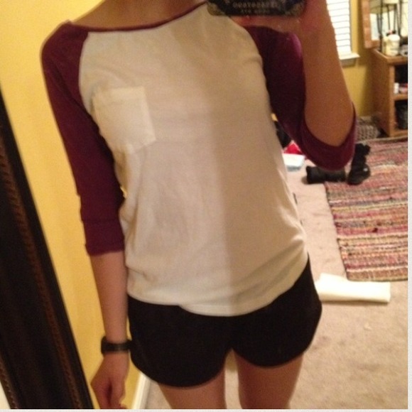 H&M Tops - H&M Purple and White Baseball Top