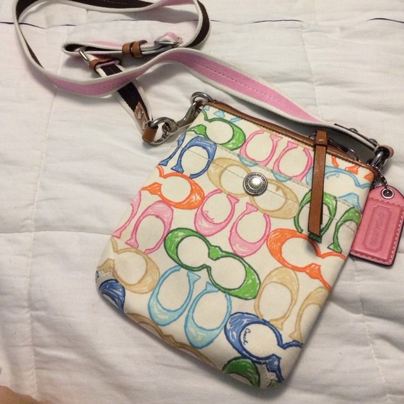 Multicolor Coach Patterned Crossbody Purse