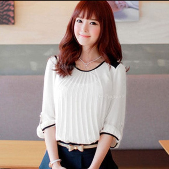 Brand new Crew neck,chiffon blouse top,Supper cute - Picture 1 of 4