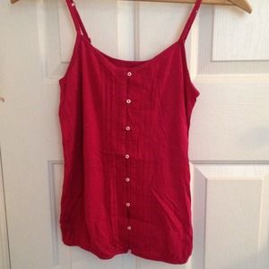 Spaghetti Strap Button Up with Lace Pink Tank