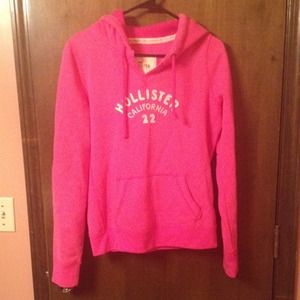Pink hollister hoodie large