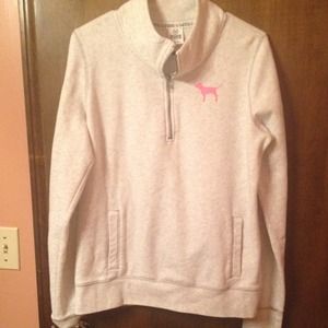 VS Pink quarter zip grey large