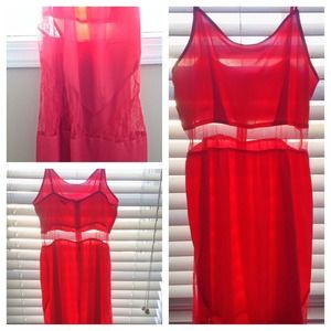 Coral Lace Maxi Dress