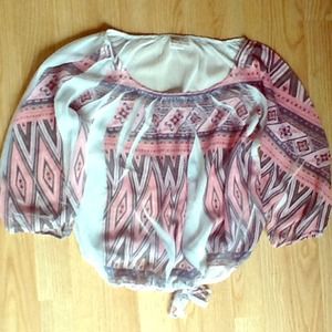 Shear top with stretchy bottom