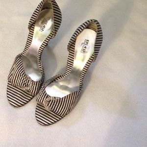 Black and white striped heels