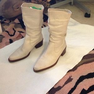 White leather boots