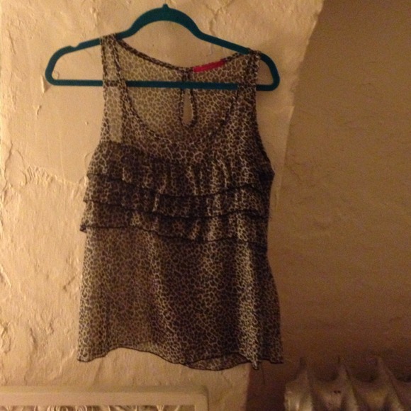 Sheer animal print blouse