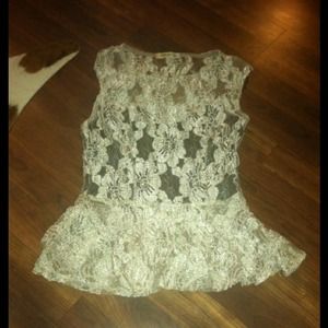 Champagne peplum lace top