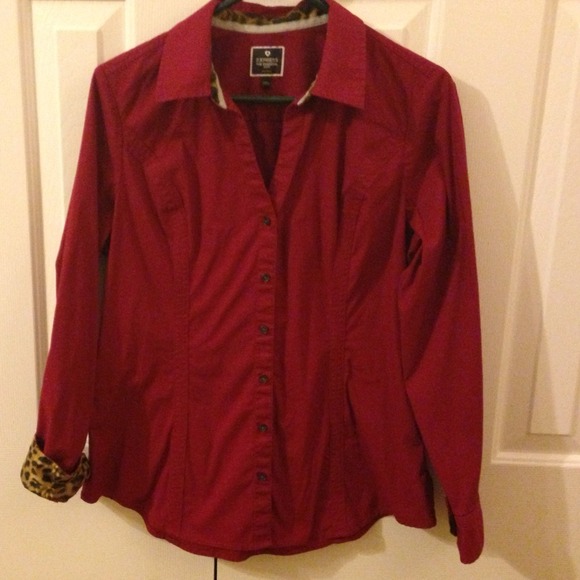 Express button down deep red