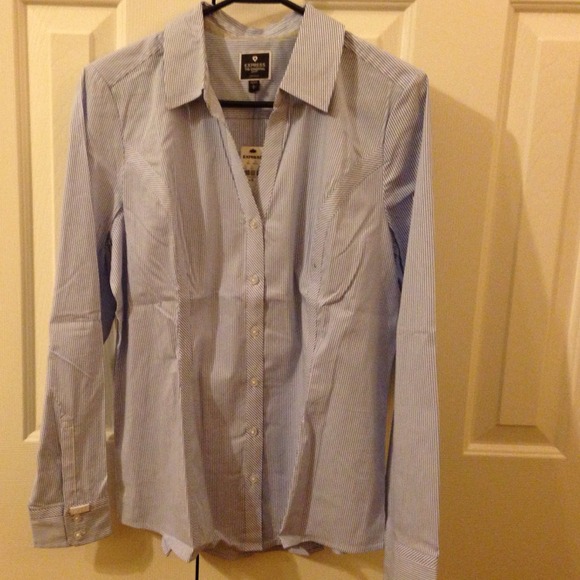 Express button down blue and white pin stripe