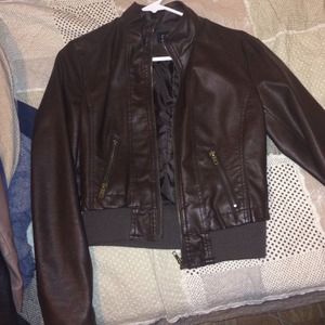 Brown leather jacket