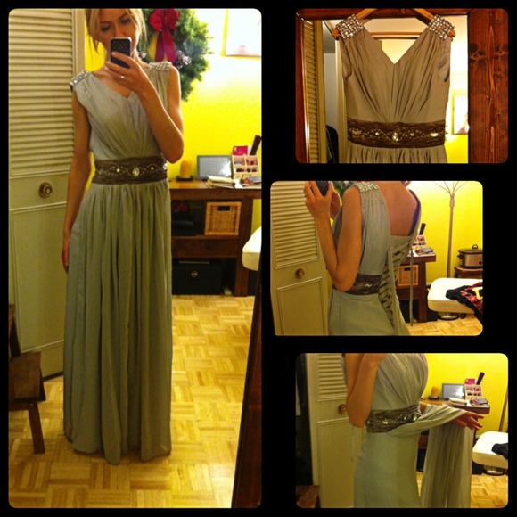 Grey long wedding dress