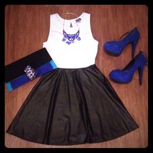 Faux Leather Skater Dress