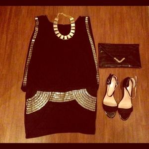 Glam Black & Gold Tunic Dress