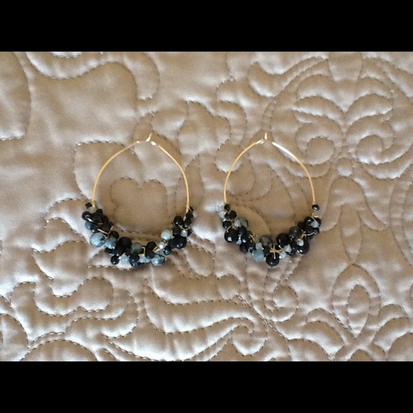 Beaded gold filled hoop earrings