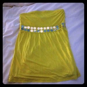 Yellow sequence tube top from Express.