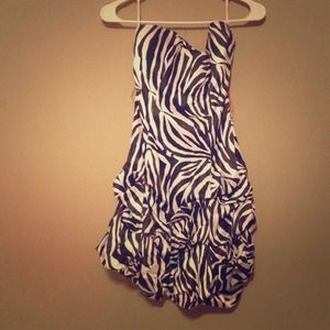 Strapless zebra print dress