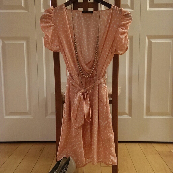 NWOT Pink and White Polka Dot Dress