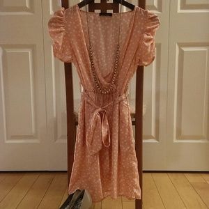 NWOT Pink and White Polka Dot Dress