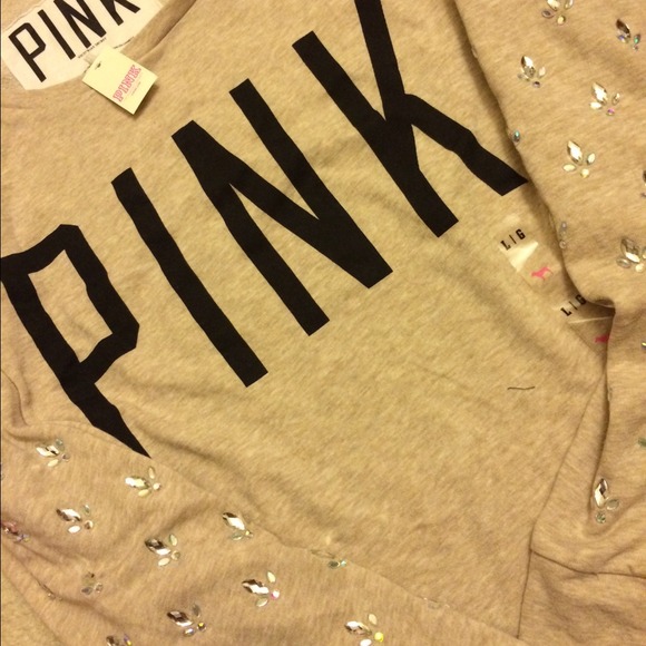 🚫SOLD🚫VS PINK Bling Long Sleeve Crew - Picture 2 of 4