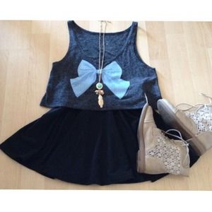 ♡Black skater skirt $20♡