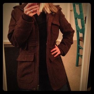 BKE Brown Tweed Coat with Gold Flecks