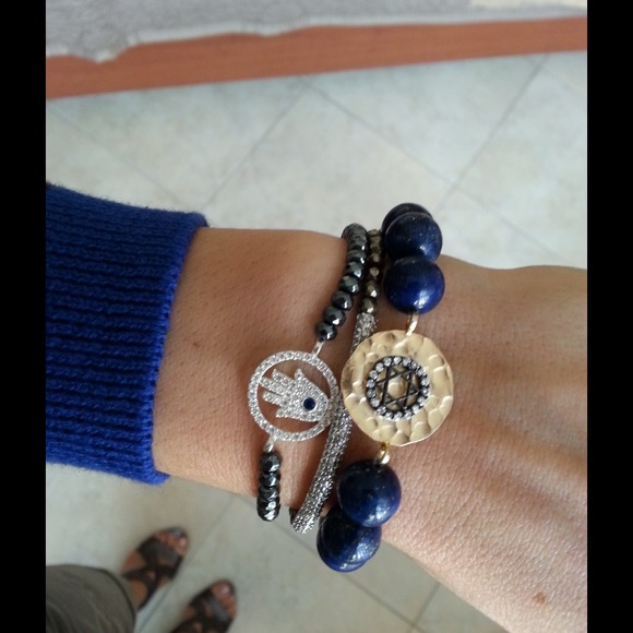 lapis lazuli gold filled disc bracelet