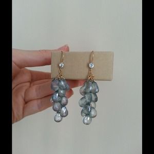 Green topaz quartz gold filled cluster earrings