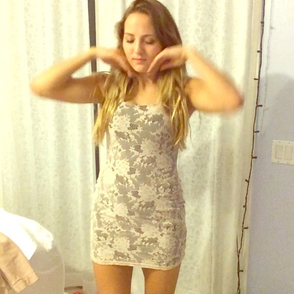 Charlotte Russe Baby Pink Lace Mini Dress Size S