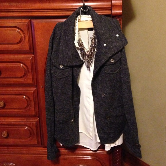 RESERVED BUNDLE -gray button sweater & silk blouse