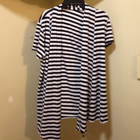 Open front striped cardigan