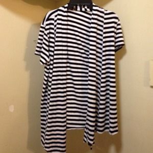 Open front striped cardigan