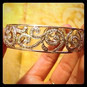 Sterling silver rhinestoned bangle