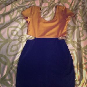 Color-block Mini Cut-out Dress