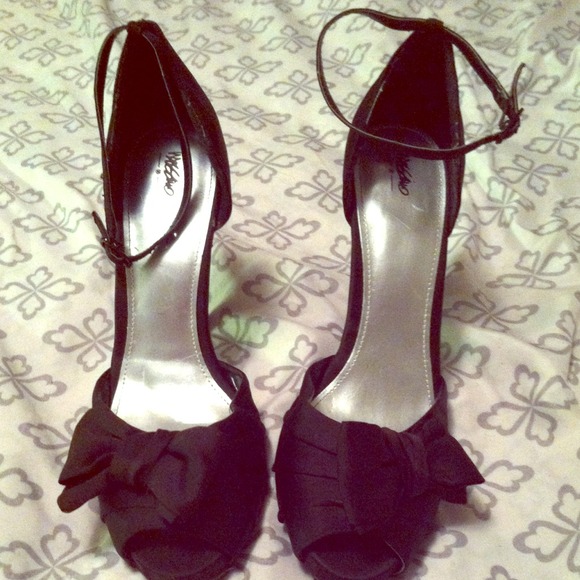 Black satin heels