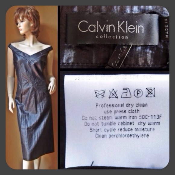 Calvin Klein Graphite Satin off-the-shoulder dress - Picture 2 of 4