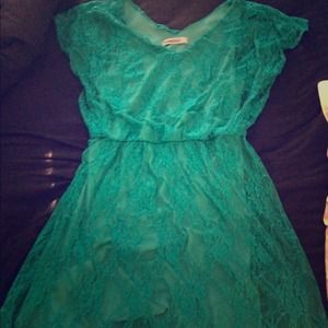 🎀Hi-Low Green Blue Babydoll Dress🎀