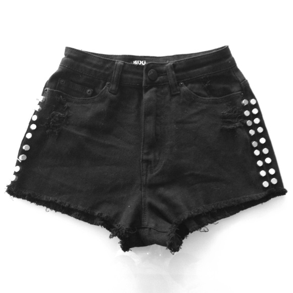 Studded High Waisted Jean Shorts (Price Reduced)