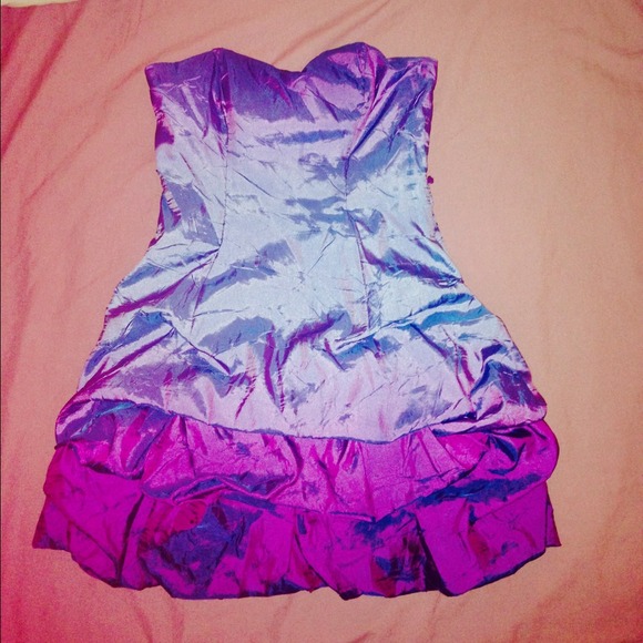 Purple Blue Metallic Look Formal Dress