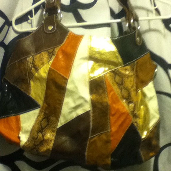 Multi colored brown purse