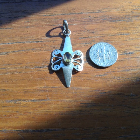 Sterling faceted citrine charm / pendant - Picture 5 of 7