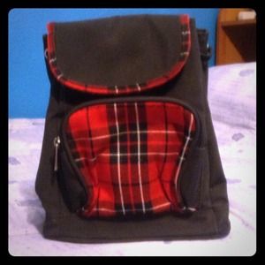 Small Red & Black Plaid Backpack