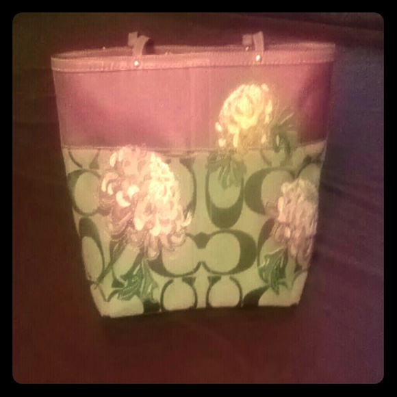 Pink flower design coach bag